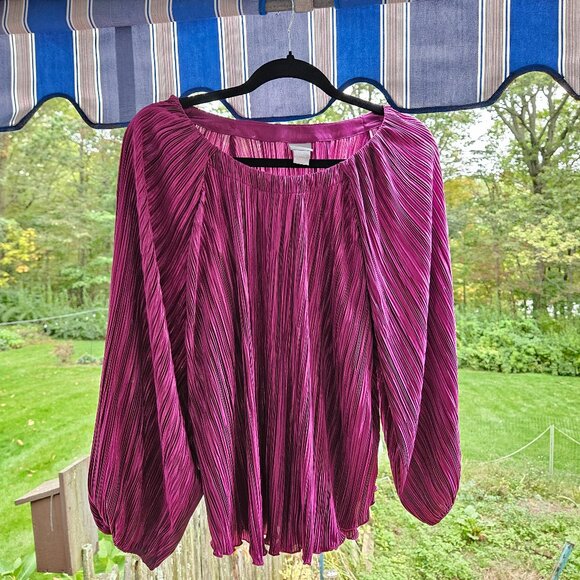 Chicos metallic krinkle top magenta size 2 (L fits 12/14) - Picture 1 of 2
